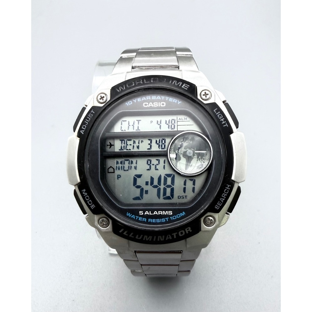 Casio AE-3000WD World Time Digital Watch 3447 Stainless Steel 100M Working